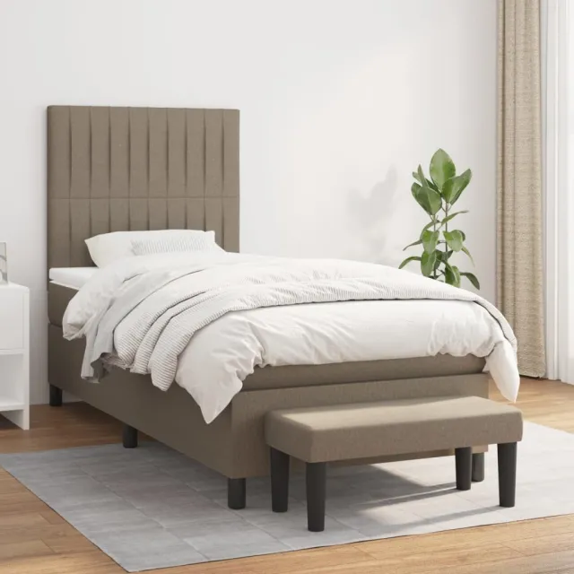 Sommier à lattes de lit avec matelas Taupe 90x190 cm Tissu