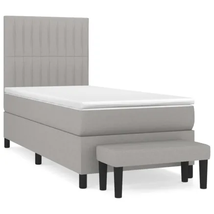 Sommier à lattes de lit avec matelas Gris clair 100x200cm Tissu 2