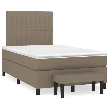 Sommier à lattes de lit avec matelas Taupe 120x200 cm Tissu