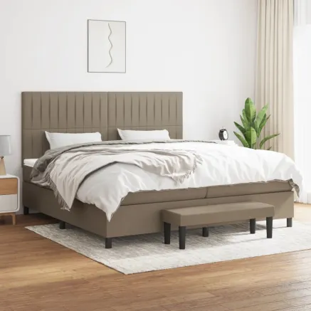 Sommier à lattes de lit avec matelas Taupe 200x200 cm Tissu