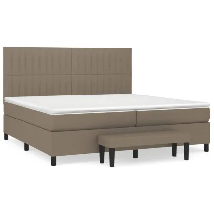 Sommier à lattes de lit avec matelas Taupe 200x200 cm Tissu 2