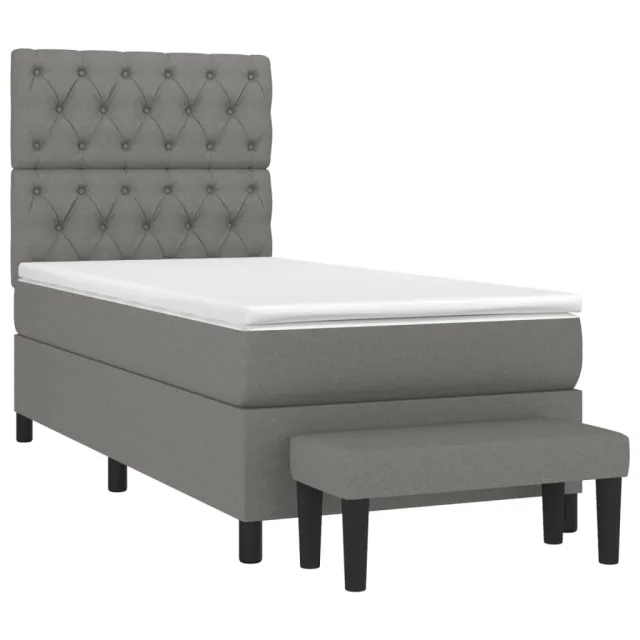 Sommier à lattes de lit avec matelas Gris foncé 80x200 cm Tissu