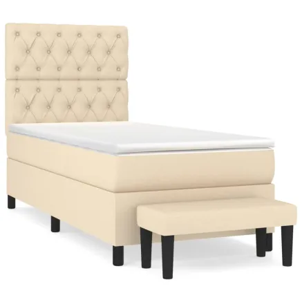 Sommier à lattes de lit avec matelas Crème 80x200 cm Tissu 2