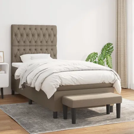 Sommier à lattes de lit avec matelas Taupe 100x200 cm Tissu