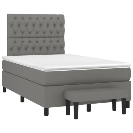 Sommier à lattes de lit avec matelas Gris foncé 120x200cm Tissu