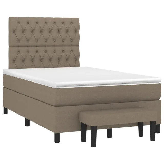 Sommier à lattes de lit avec matelas Taupe 120x200 cm Tissu