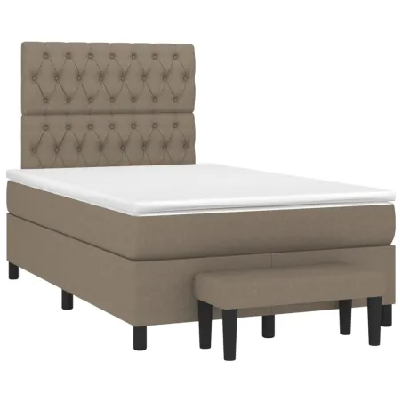 Sommier à lattes de lit avec matelas Taupe 120x200 cm Tissu