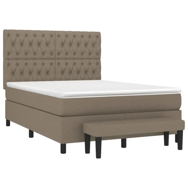 Sommier à lattes de lit avec matelas Taupe 140x190 cm Tissu