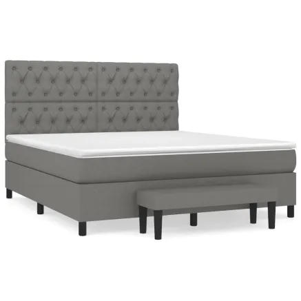 Sommier à lattes de lit avec matelas Gris foncé 160x200cm Tissu 2