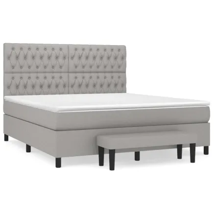 Sommier à lattes de lit avec matelas Gris clair 180x200cm Tissu 2
