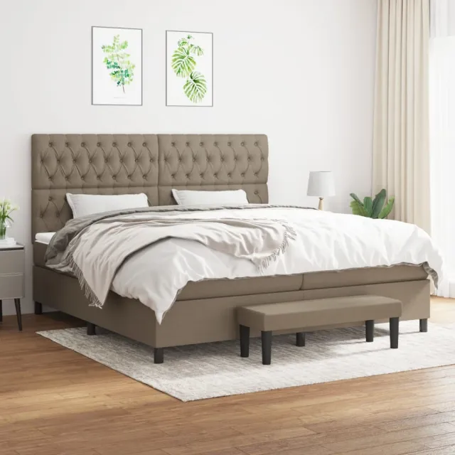 Sommier à lattes de lit avec matelas Taupe 200x200 cm Tissu