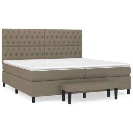 Sommier à lattes de lit avec matelas Taupe 200x200 cm Tissu