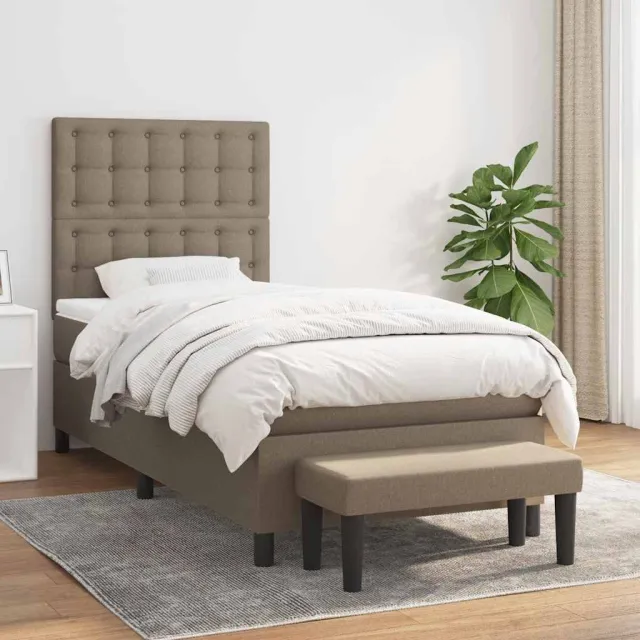 Sommier à lattes de lit avec matelas Taupe 80x200 cm Tissu