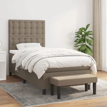 Sommier à lattes de lit avec matelas Taupe 90x190 cm Tissu
