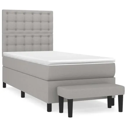 Sommier à lattes de lit avec matelas Gris clair 90x200 cm Tissu 2