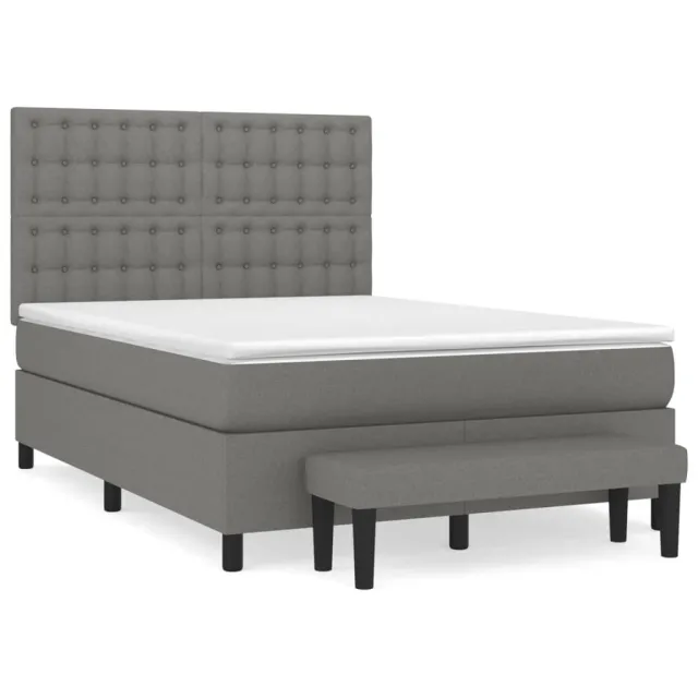 Sommier à lattes de lit avec matelas Gris foncé 140x190cm Tissu