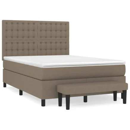 Sommier à lattes de lit avec matelas Taupe 140x190 cm Tissu 2