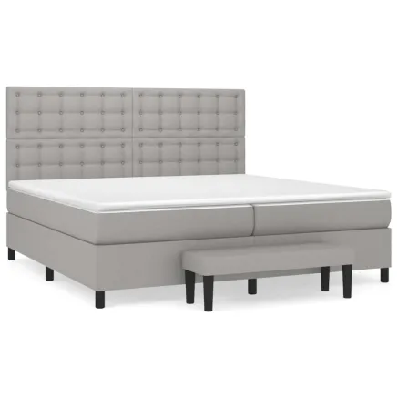 Sommier à lattes de lit avec matelas Gris clair 200x200cm Tissu 2