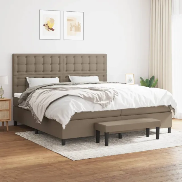 Sommier à lattes de lit avec matelas Taupe 200x200 cm Tissu