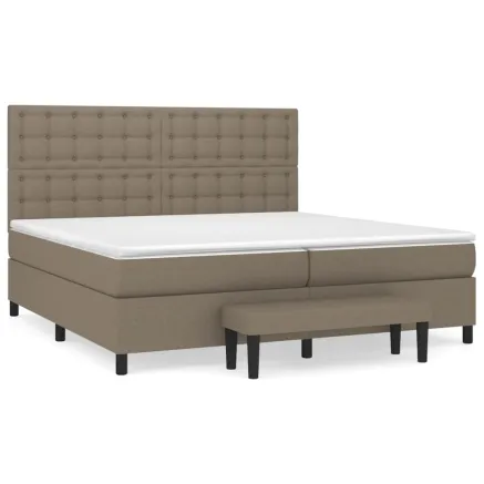 Sommier à lattes de lit avec matelas Taupe 200x200 cm Tissu 2