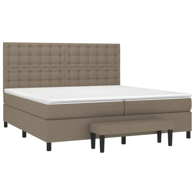 Sommier à lattes de lit avec matelas Taupe 200x200 cm Tissu