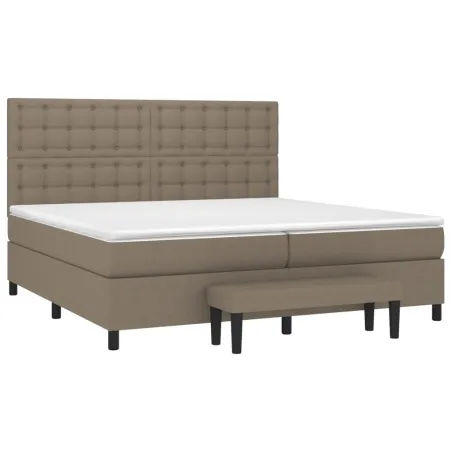Sommier à lattes de lit avec matelas Taupe 200x200 cm Tissu