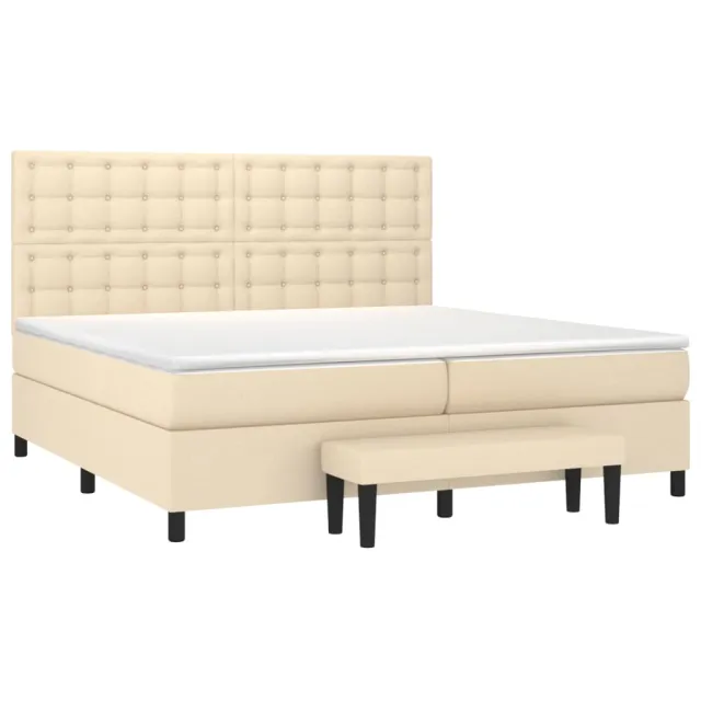 Sommier à lattes de lit avec matelas Crème 200x200 cm Tissu