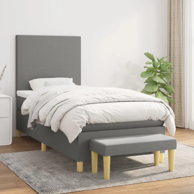 Sommier à lattes de lit avec matelas Gris foncé 80x200 cm Tissu