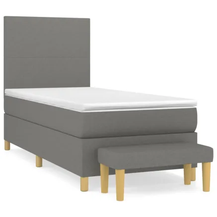 Sommier à lattes de lit avec matelas Gris foncé 80x200 cm Tissu 2