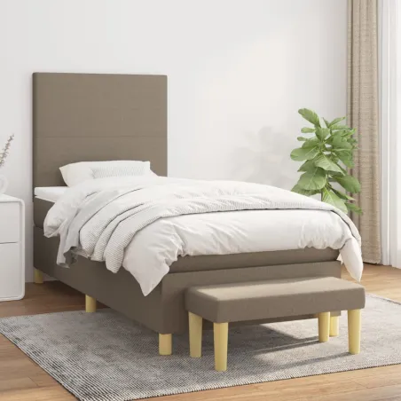 Sommier à lattes de lit avec matelas Taupe 80x200 cm Tissu