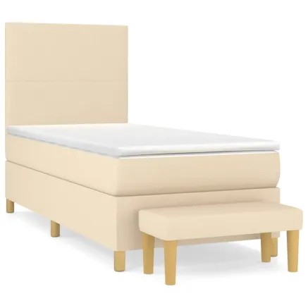 Sommier à lattes de lit avec matelas Crème 80x200 cm Tissu 2
