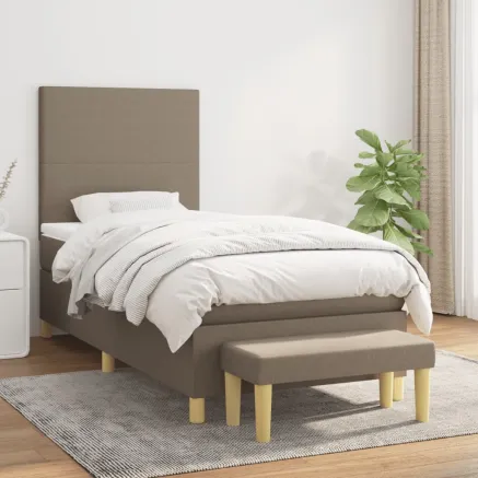 Sommier à lattes de lit avec matelas Taupe 90x190 cm Tissu