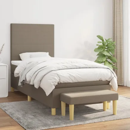 Sommier à lattes de lit avec matelas Taupe 90x200 cm Tissu
