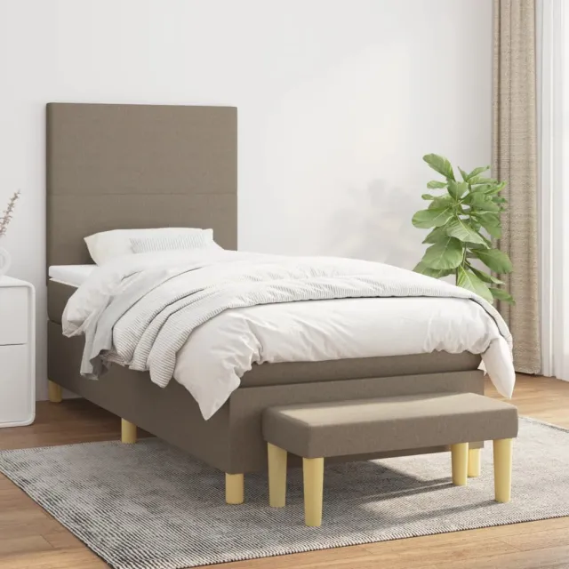 Sommier à lattes de lit avec matelas Taupe 90x200 cm Tissu