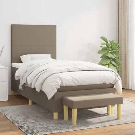 Sommier à lattes de lit avec matelas Taupe 100x200 cm Tissu