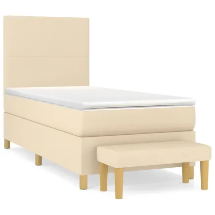 Sommier à lattes de lit avec matelas Crème 100x200 cm Tissu 2