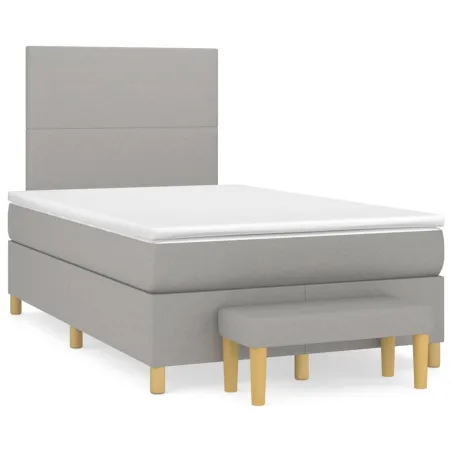 Sommier à lattes de lit avec matelas Gris clair 120x200cm Tissu