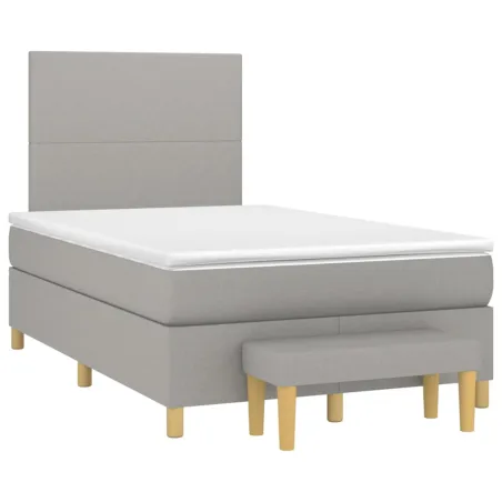 Sommier à lattes de lit avec matelas Gris clair 120x200cm Tissu
