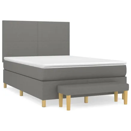 Sommier à lattes de lit avec matelas Gris foncé 140x190cm Tissu 2