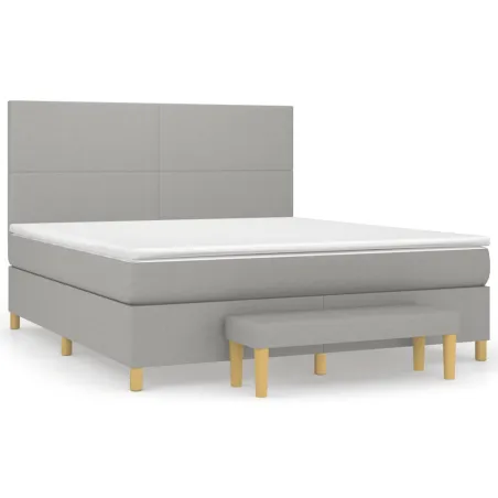 Sommier à lattes de lit avec matelas Gris clair 160x200cm Tissu