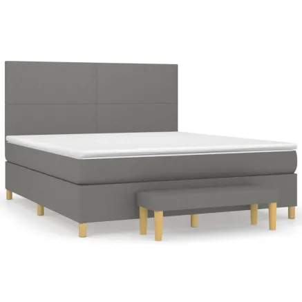 Sommier à lattes de lit avec matelas Gris foncé 160x200cm Tissu 2