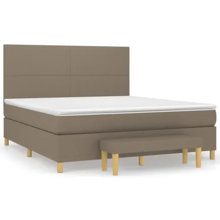 Sommier à lattes de lit avec matelas Taupe 160x200 cm Tissu 2