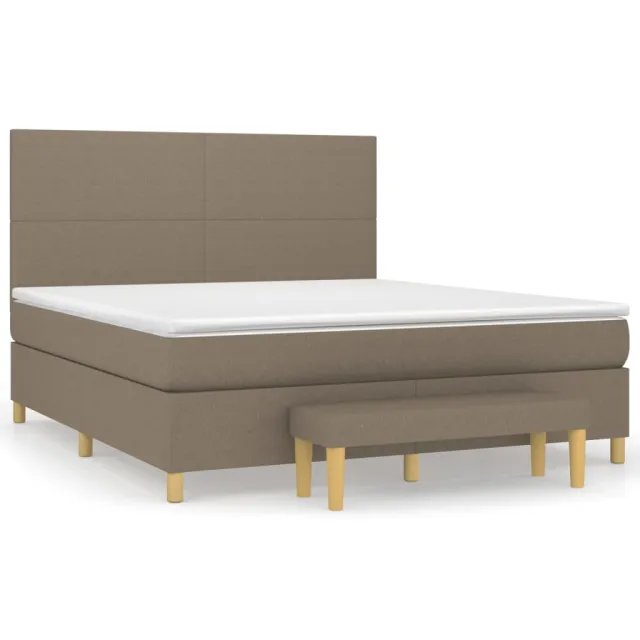Sommier à lattes de lit avec matelas Taupe 160x200 cm Tissu