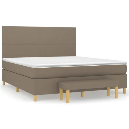 Sommier à lattes de lit avec matelas Taupe 160x200 cm Tissu