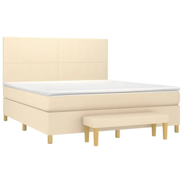 Sommier à lattes de lit avec matelas Crème 160x200 cm Tissu