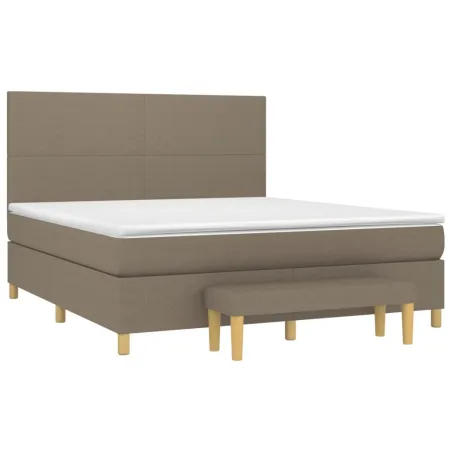 Sommier à lattes de lit avec matelas Taupe 180x200 cm Tissu