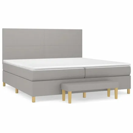 Sommier à lattes de lit avec matelas Gris clair 200x200cm Tissu 2