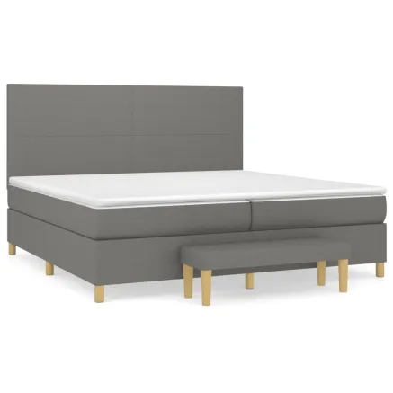 Sommier à lattes de lit avec matelas Gris foncé 200x200cm Tissu 2