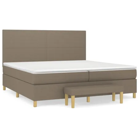 Sommier à lattes de lit avec matelas Taupe 200x200 cm Tissu