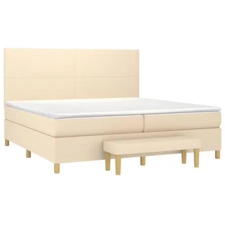 Sommier à lattes de lit avec matelas Crème 200x200 cm Tissu